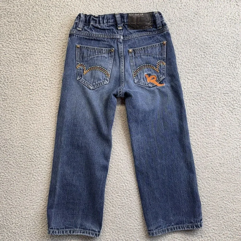 ROCAWEAR Jeans Kids 6 Blue Straight Wide Leg Unisex Vintage Y2K Baggy Grunge
